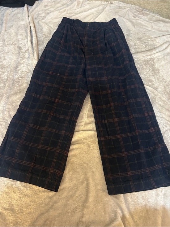 Madewell Pants - Madewell corduroy pleated wide-leg pants in windowpane